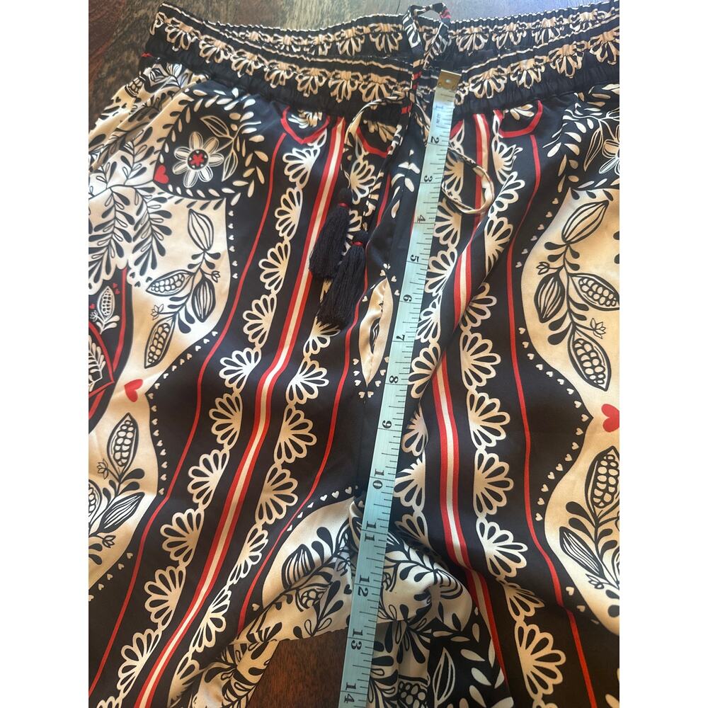 Women’s Wide Leg Printed Palazzo Pants - Black Floral- Medium - Picture 4 of 7